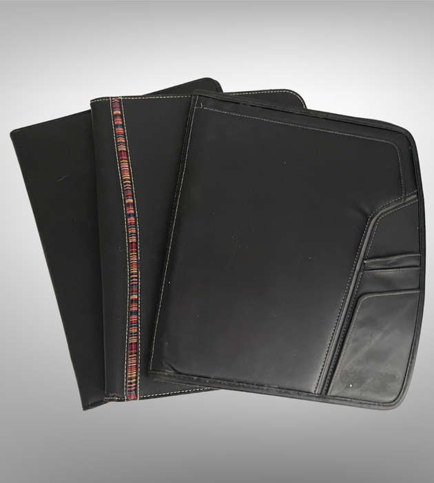 Lot of 3 Black A4 Pleather Professional File Folders | Used Condition