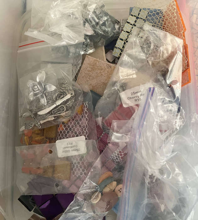 Lot of Over 70 Mosaic Squares with 12 Holders + Tools & 4 Mosaic Books  Used Condition