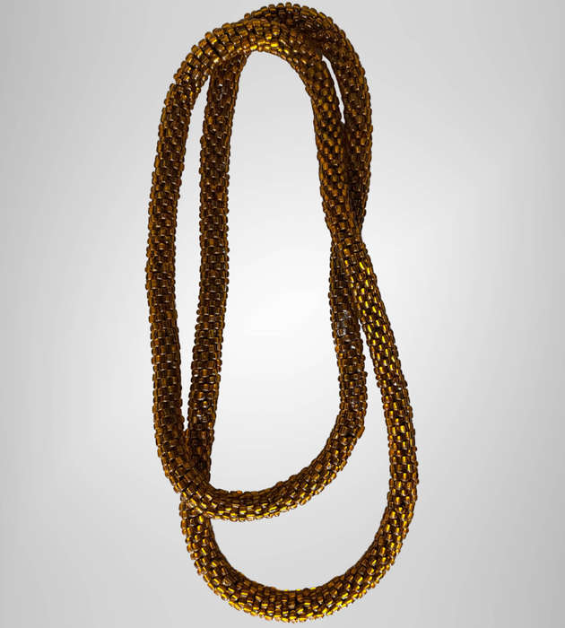 Original Abacus Amber Safari Glass Beaded Necklace  60cm Folded  134-140g  Clearance