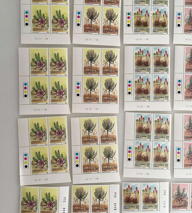 1988 Zimbabwe Aloe Stamp Lot  252 MNH Stamps  With Botanical Names  Blocks & Pairs