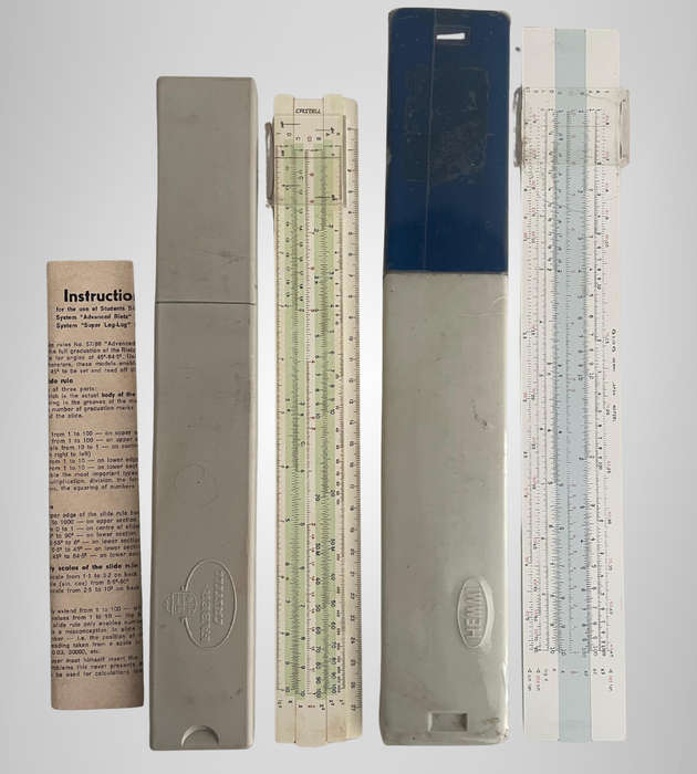 R1 Start - Vintage Slide Rules  Sun Hemmi Jana P2861 + A.W. Faber-Castell 57/87 Rietz (Germany)