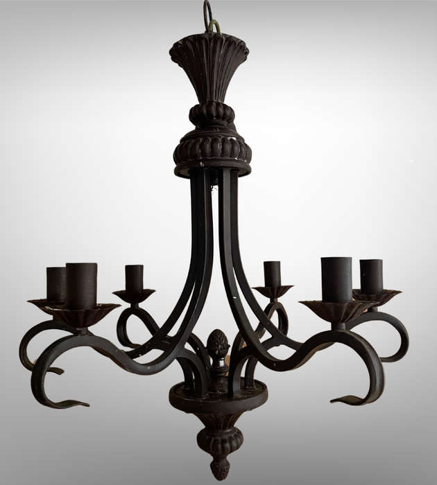 Reserved - Vintage 6-Arm Zebbies Chandelier (ZE-1723OG)  83cm Long  Needs TLC  240V, 60W Max