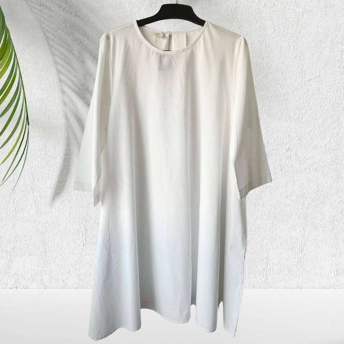 White A-Line Dress with Hidden Pockets  Cotton Linen Blend  Size XXL (Fits SA 4648)  R750 Retail