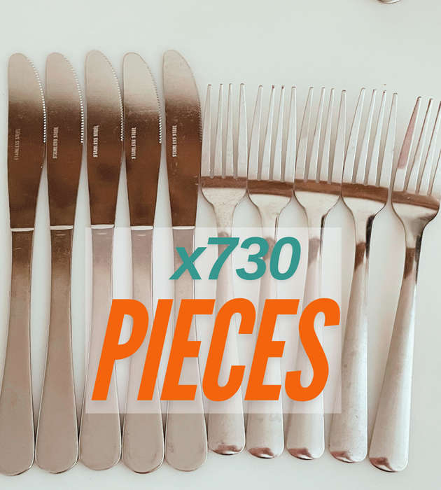 Huge Lot of 730 Stainless Steel Catering Cutlery  400 Knives & 330 Forks  Bulk Sale- Reduced