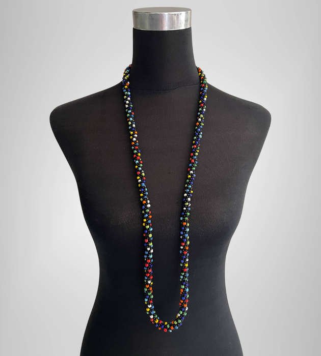 Original Multicolor Abacus Beaded Necklace  Continuous Strand  50cm (Doubled)  61g