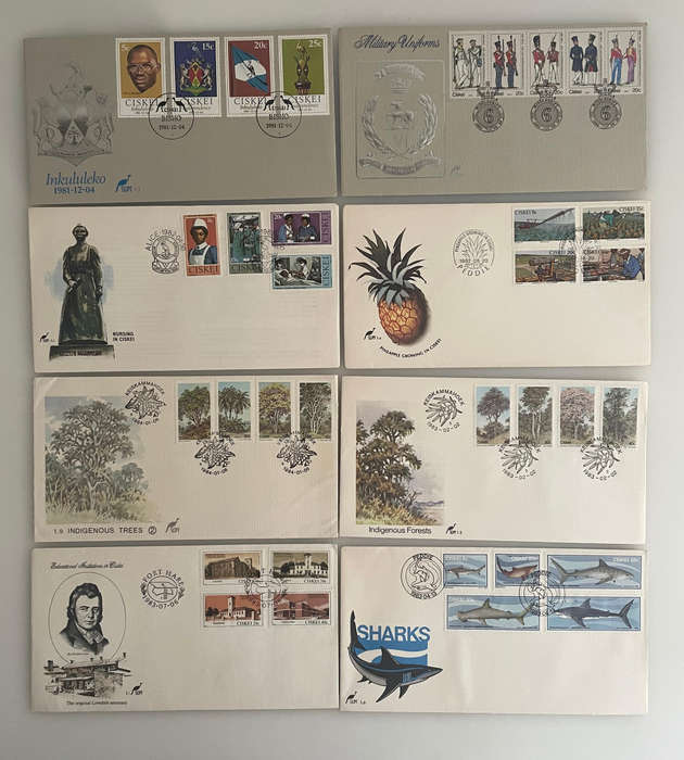 Lot of 8 Ciskei First Day Covers | 1981-1984 | Independence, Military, Nature, Education Themes