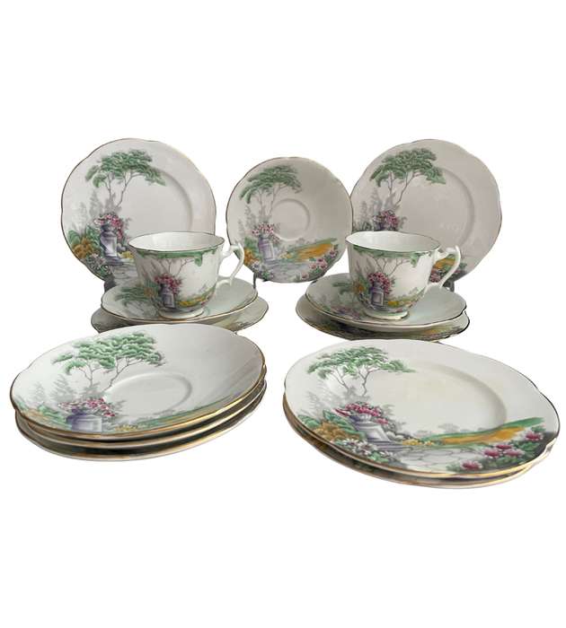 14-Piece Part Tea Service  Adderley Fine Bone China (c. 1947, England)