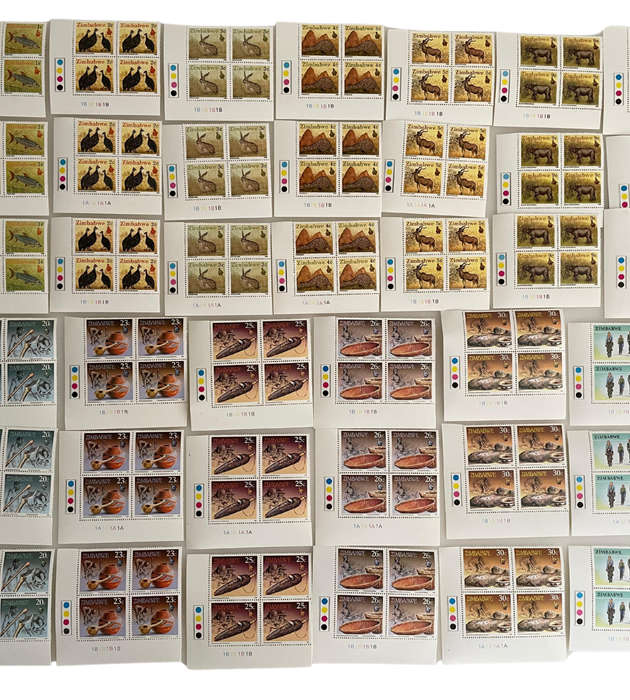1990 Zimbabwe Definitive Stamps  18 Denominations  Wildlife & Culture  216 MNH Blocks