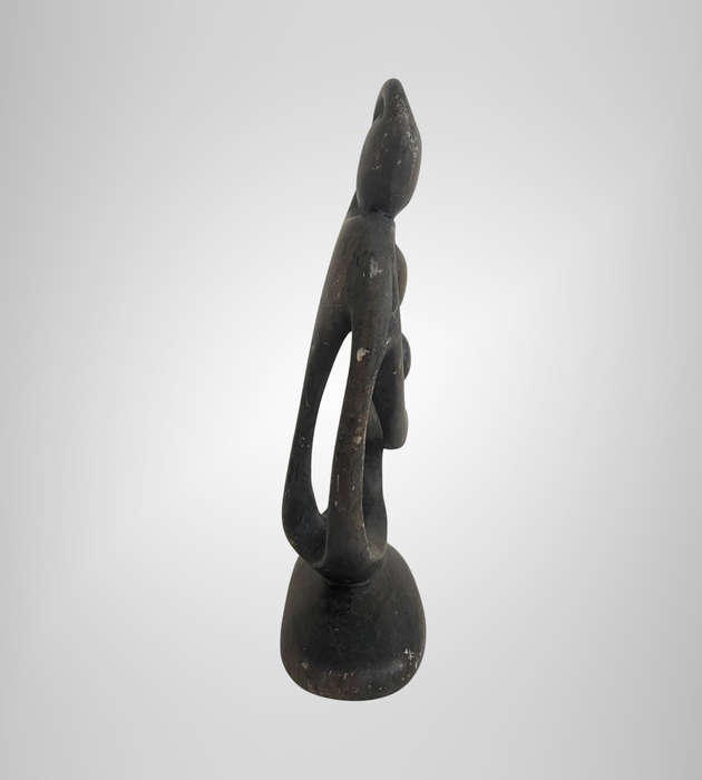 Vintage 1980s Shona Family Sculpture  Hand-Carved Serpentine Stone  Zimbabwe  20cm