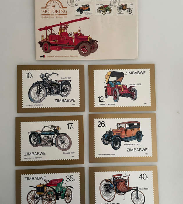 Zimbabwe First Day Covers & Postcards Lot (1983-1990)  19+Piece Collection | Steam, Motoring