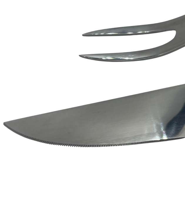 YAX Solid Stainless Steel Carving Set with Wood Handles (26 cm x 27 mm)