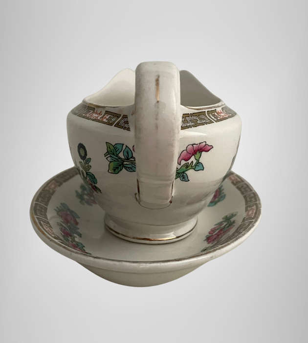 1930s John Maddock & Sons Indian Tree Sauce Boat with Matching Saucer  Royal Vitreous, England