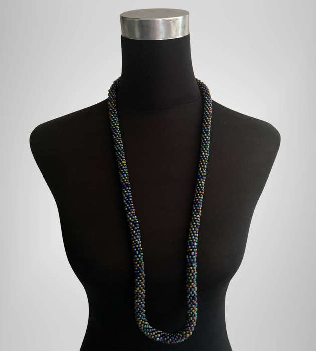 Original Abacus Iridescent Multicolor Beaded Necklace  46cm Folded  126g  Clearance