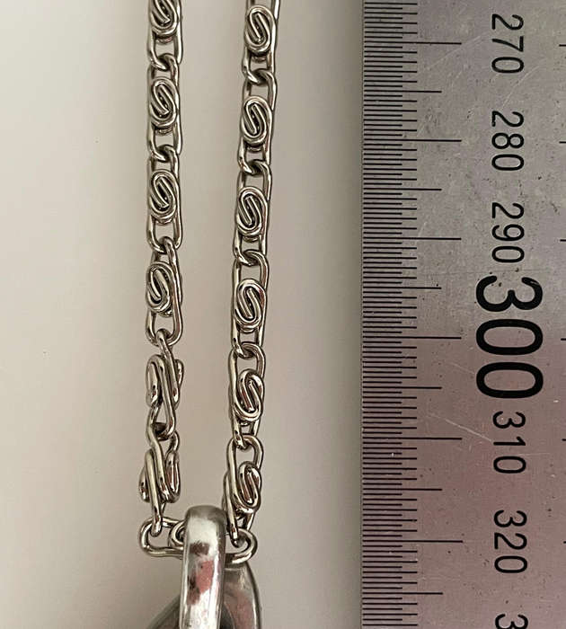Vintage Pewter Pendant Necklace with Stainless Steel Chain  Abstract Swirl Design