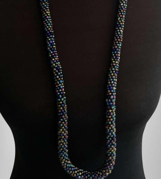 Original Abacus Iridescent Multicolor Beaded Necklace  46cm Folded  126g  Clearance