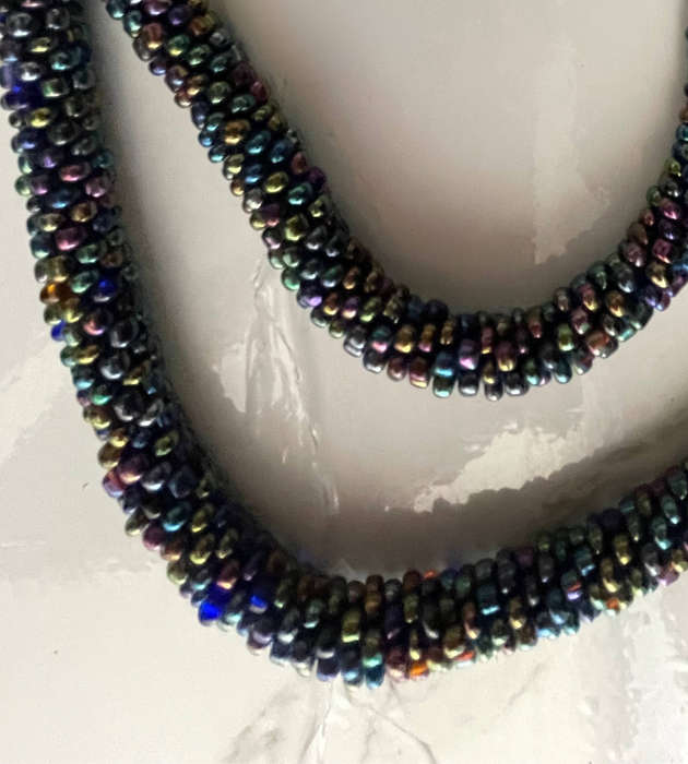 Original Abacus Iridescent Multicolor Beaded Necklace  46cm Folded  126g  Clearance