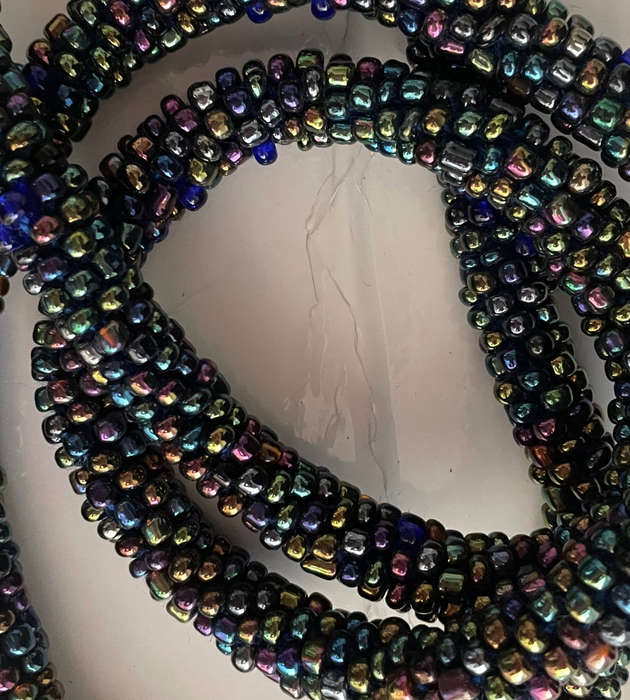 Original Abacus Iridescent Multicolor Beaded Necklace  46cm Folded  126g  Clearance
