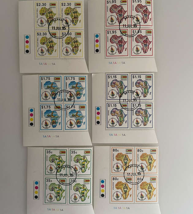 1995 Zimbabwe Stamp Lot  Insects, All-Africa Games, Currency Set  260+ MNH & CTO Blocks  Natprint