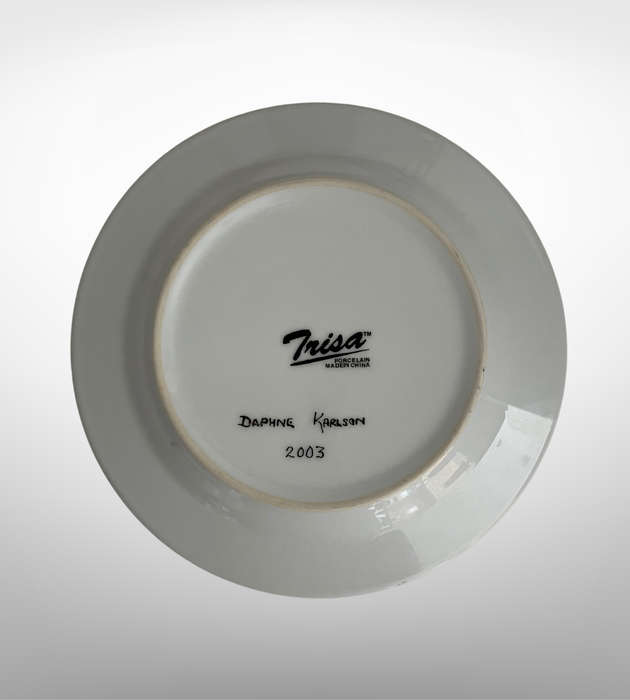 Set of 2 Hand-Painted Butterfly Side Plate Sized Wall Décor Plates by Daphne Karlson (2003)