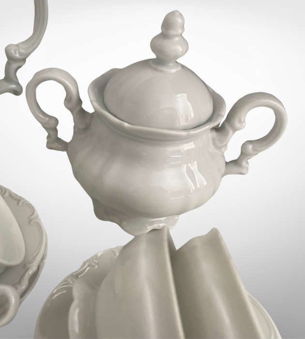 Hutschenreuther Sylvia All-White Tea Set  Crafted in Germany, Discontinued