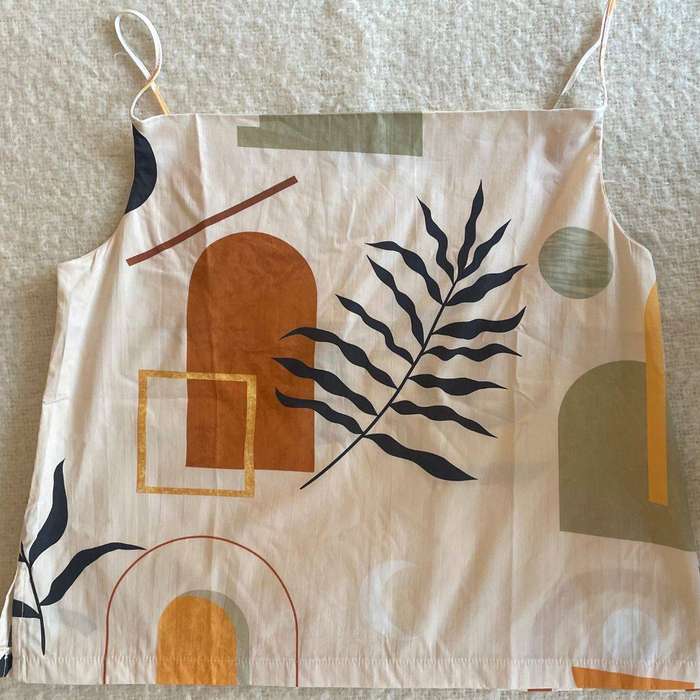 Abstract Print Cami Sleepwear Top  Cotton-Linen Blend  Size Large (Fits SA 3840)
