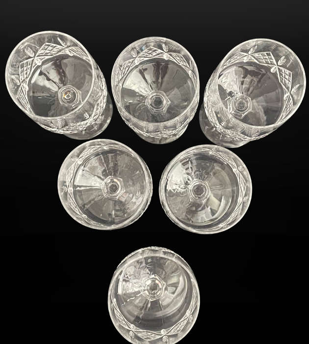 Set of 6 Vintage Vitria Handcut Lead Crystal Wine Glasses  Elegant 14.5cm High Goblets