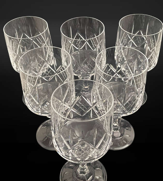 Set of 6 Vintage Vitria Handcut Lead Crystal Goblets  Stunning 16cm High Water/Wine Glasses