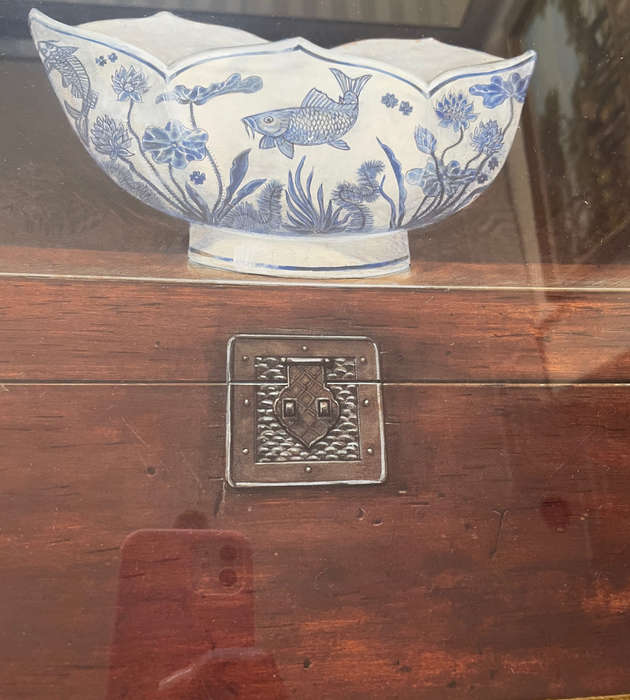 Vintage Arnie R. Fisk Framed Print  Chinese Blue and White Bowl | 69x69 cm