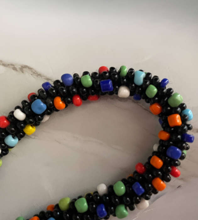Original Multicolor Abacus Beaded Necklace  Continuous Strand  50cm (Doubled)  61g