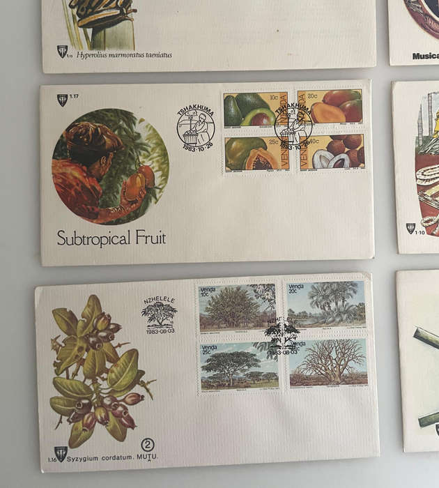 Lot of 12 Venda First Day Covers | 19791983 | Independence, Birds, Baobab, Music, Writing, Flora &