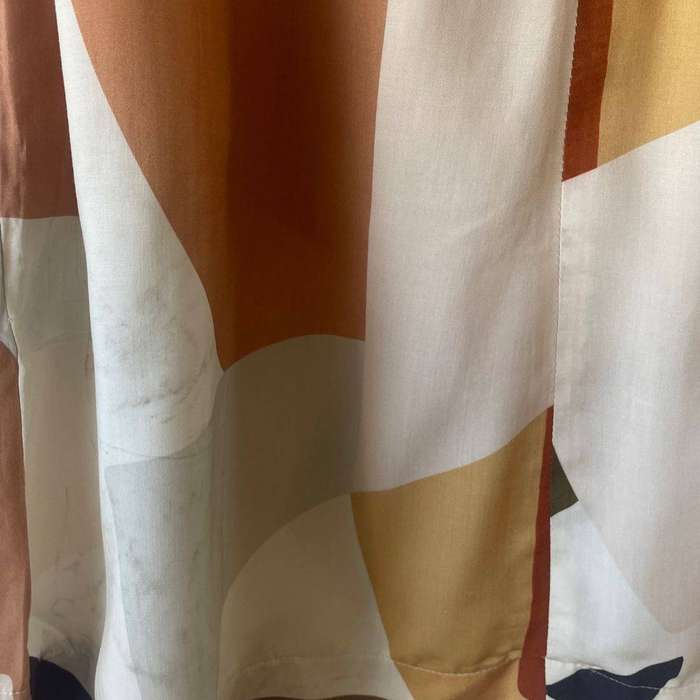 Geometric Print Sleeveless Sleepwear Dress with Pockets  Cotton-Linen Blend  Size Large