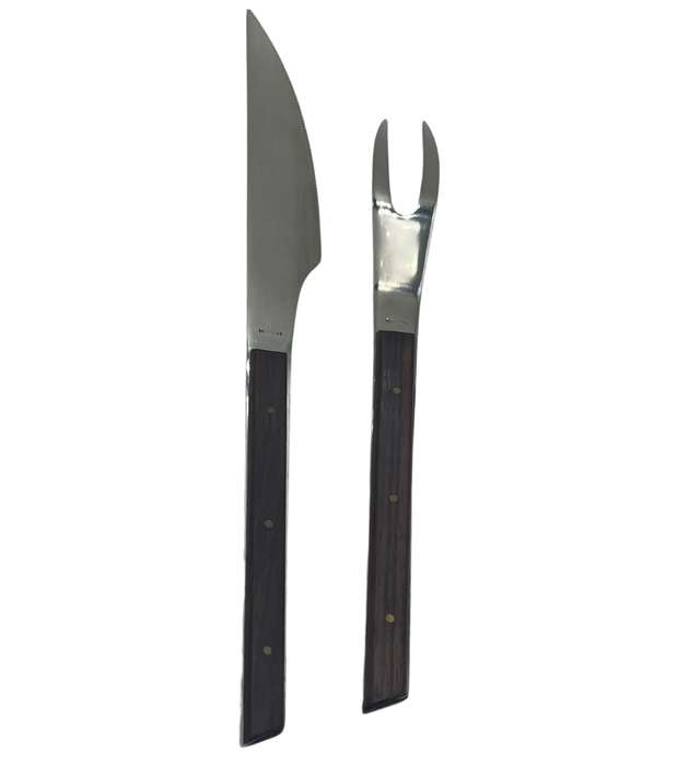 YAX Solid Stainless Steel Carving Set with Wood Handles (26 cm x 27 mm)