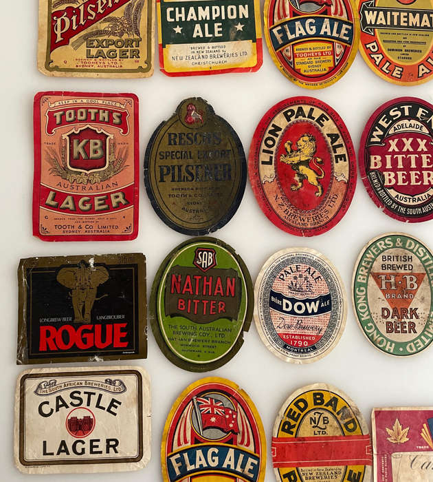 Bulk Lot of 40 Vintage Beer Labels + 12 Bonus  Australia, NZ, UK, Canada & More  Great Condition