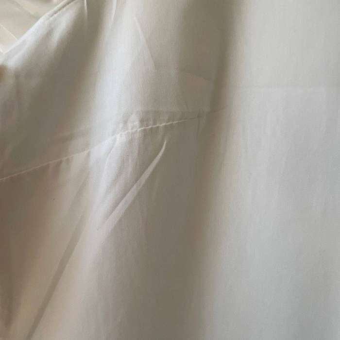 White Maxi Dress with V-Neck & Front Pleat  Hidden Pockets  Cotton-Linen Blend  Size XL
