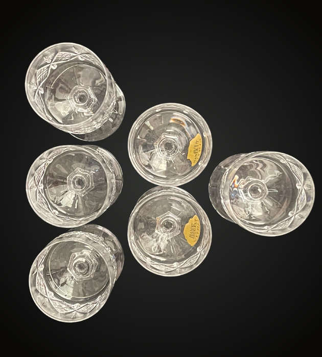 Set of 6 Vintage Vitria Handcut Lead Crystal Sherry/Cordial Glasses  11cm High, Perfect for Sherry