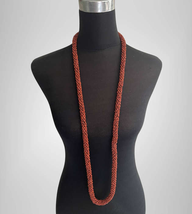 Original Abacus Handmade Beaded Necklace by Abegail  Terracotta Brown  60cm Folded  153g  Cleara