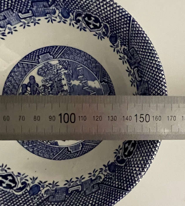 Vintage Blue Willow Transferware Oatmeal/Cereal Bowl  Barratts of Staffordshire, 1950s-1970s, 168mm