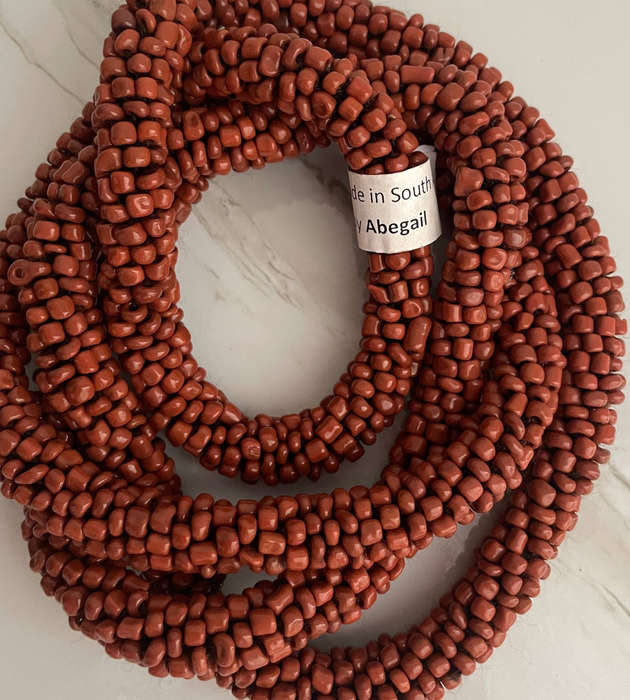 Original Abacus Handmade Beaded Necklace by Abegail  Terracotta Brown  60cm Folded  153g  Cleara