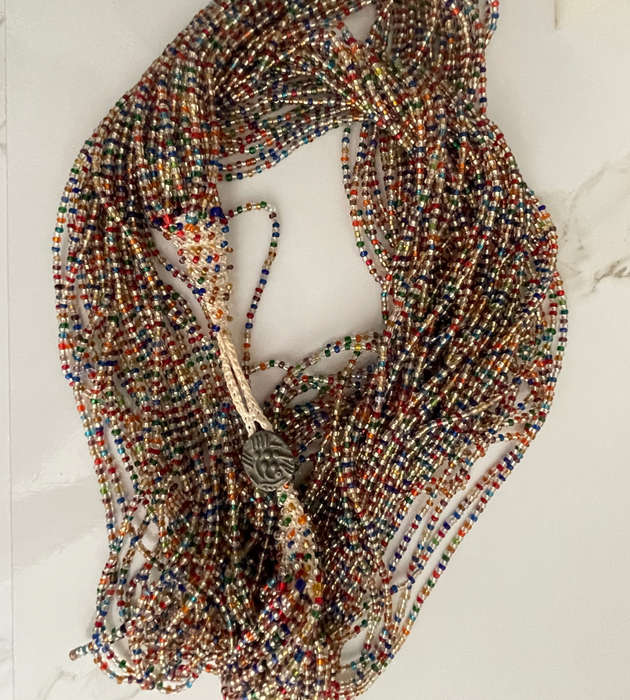 Original Abacus 24-Strand Traditional Zulu Hand-Beaded Necklace  383g  Multicolor  69cm Length