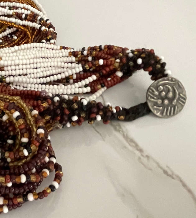 Original Abacus 24-Strand Traditional Zulu Hand-Beaded Necklace  299g  Amber, White, Brown