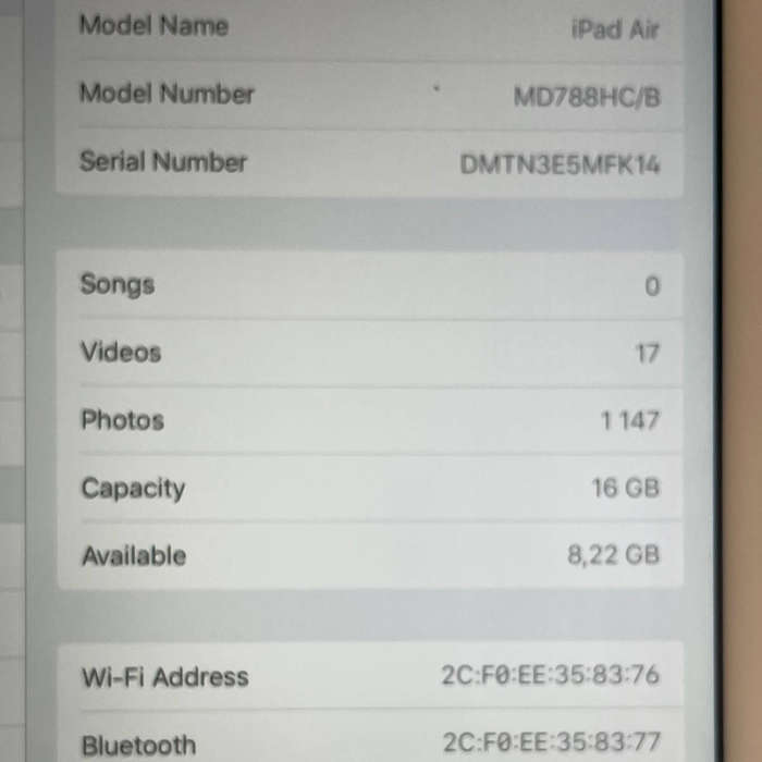 Apple iPad Air 16GB Wi-Fi (Model MD788HC/B) with Flip Cover Used, Screen Excellent