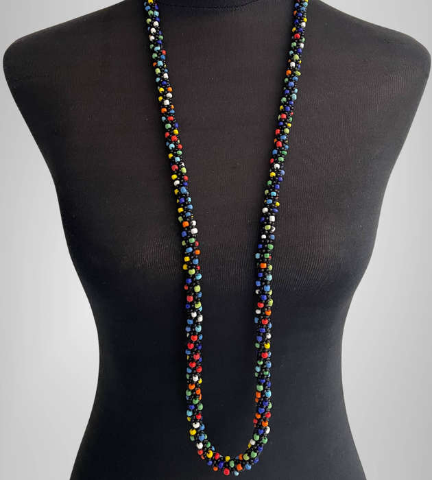 Original Multicolor Abacus Beaded Necklace  Continuous Strand  50cm (Doubled)  61g