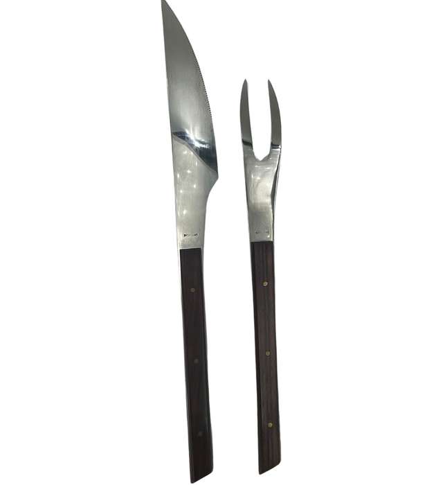 YAX Solid Stainless Steel Carving Set with Wood Handles (26 cm x 27 mm)