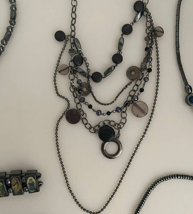 12-Piece Vintage Jewelry Set: Hematite Necklaces & Bracelets with Gunmetal Accents