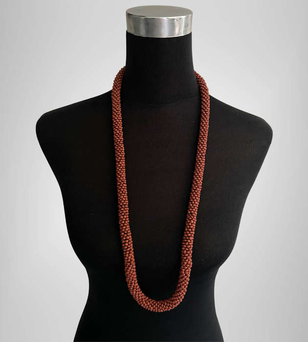 Original Abacus Handmade Beaded Necklace by Abegail  Terracotta Brown  47cm Folded  134g  Cleara