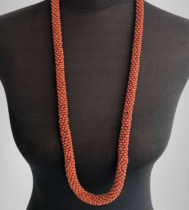 Original Abacus Handmade Beaded Necklace by Abegail  Terracotta Brown  47cm Folded  134g  Cleara