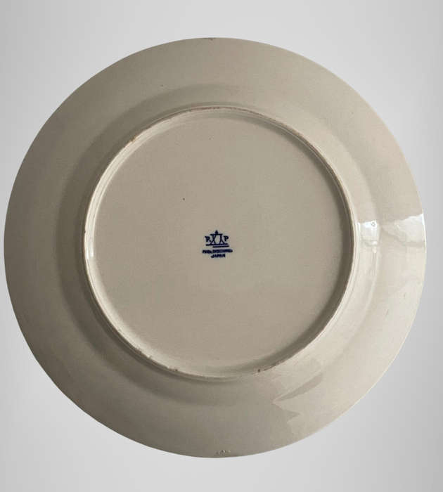 Pair of Vintage Flow Blue Dinner Plates  Made in Occupied Japan, 23.4cm (One with Large Chip)