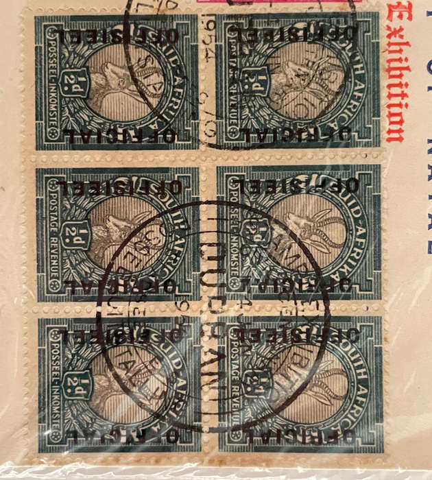 Rare Lot of 3 South Africa OFFICIAL / OFFISIEEL Overprint Covers  Exhibition 19541964