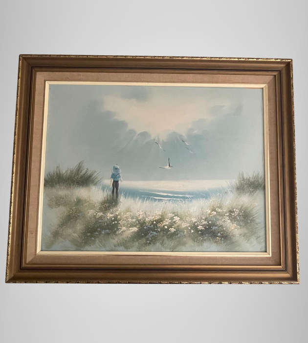 Philip Sandee Original Oil Painting  Boy on a Beach  60cm x 75.5cm  Framed