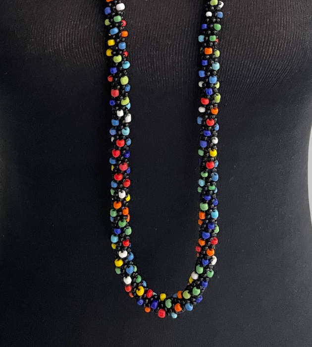 Original Multicolor Abacus Beaded Necklace  Continuous Strand  50cm (Doubled)  61g
